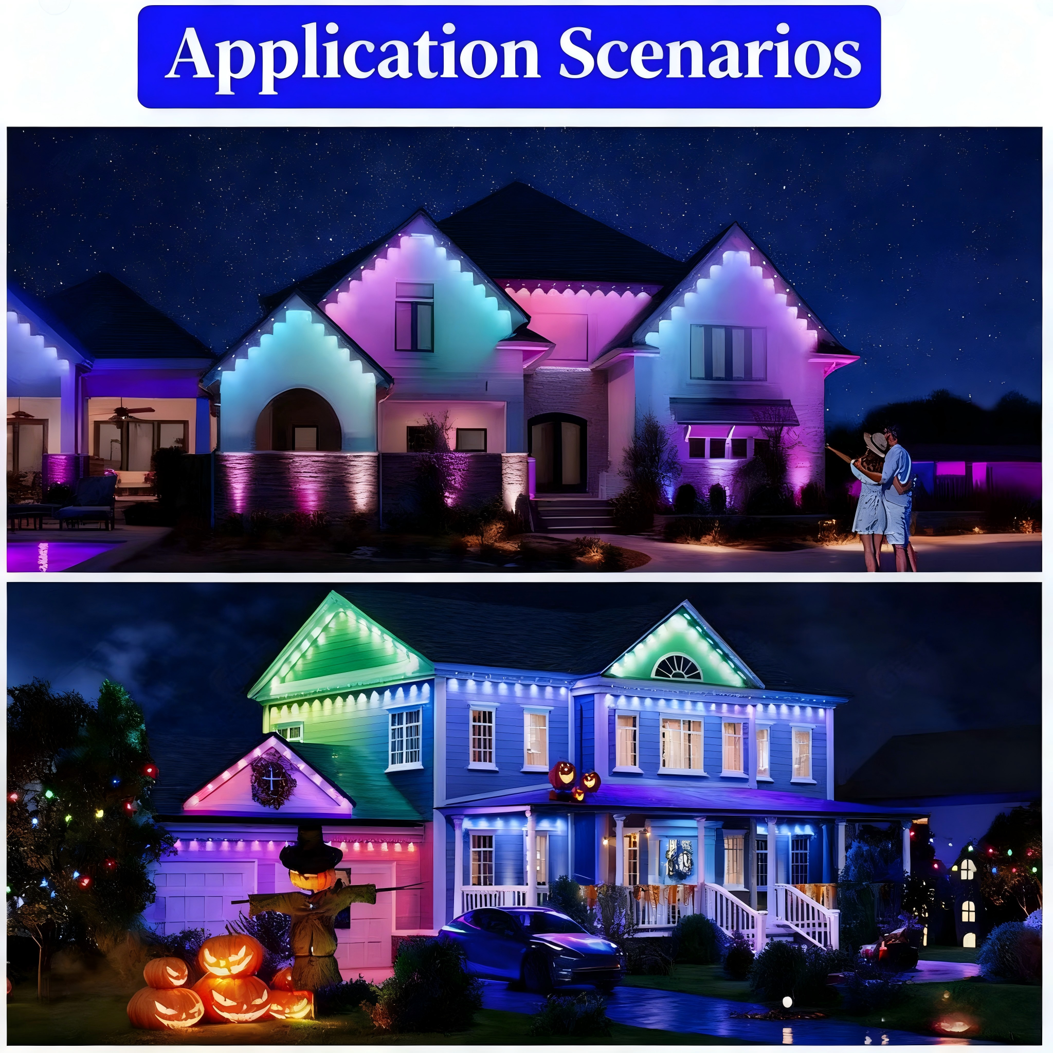 Outdoor Colored LED Smart Control Eaves Light.