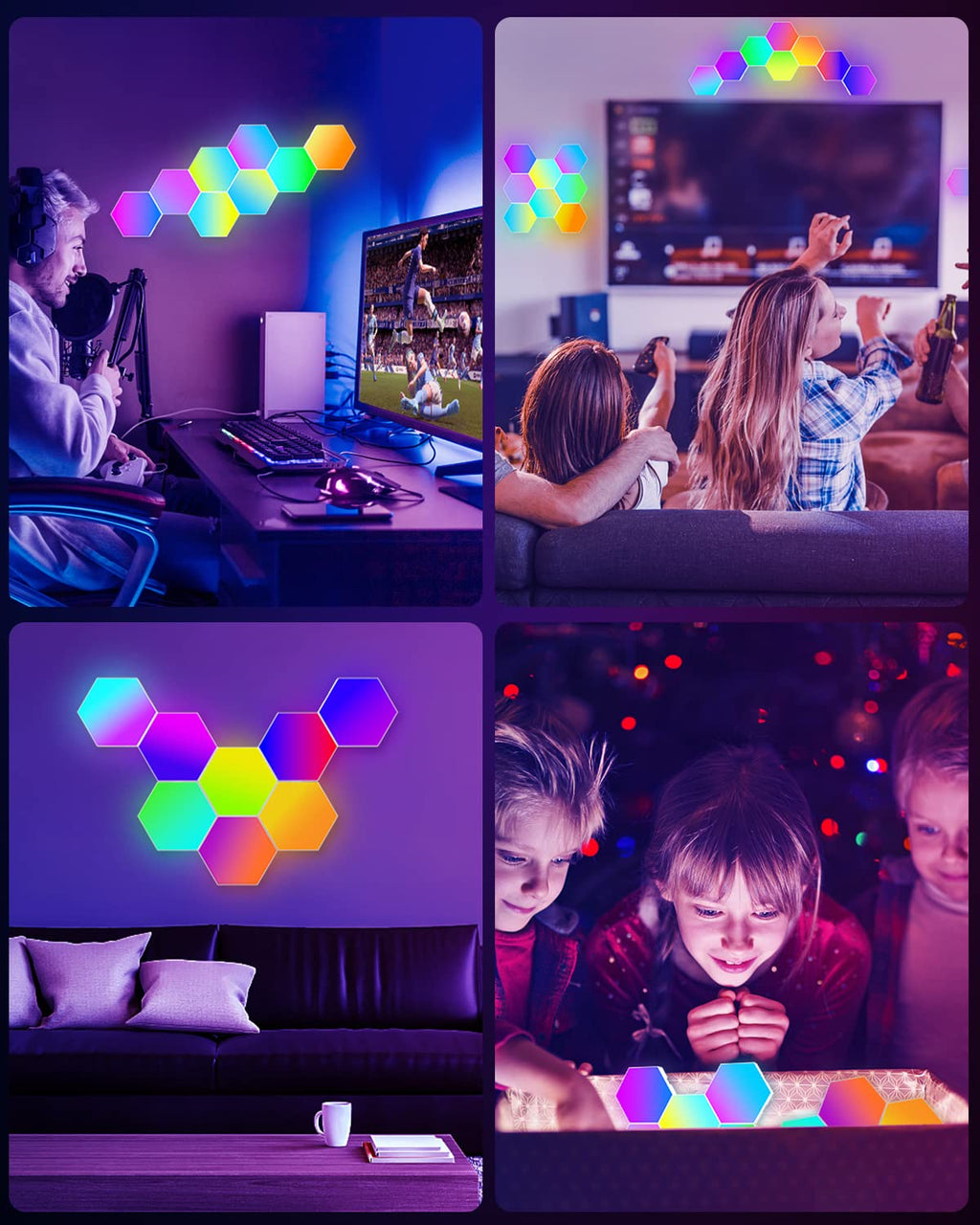 DIY RGB LED Quantum Light Mosaic Honeycomb Wall Light