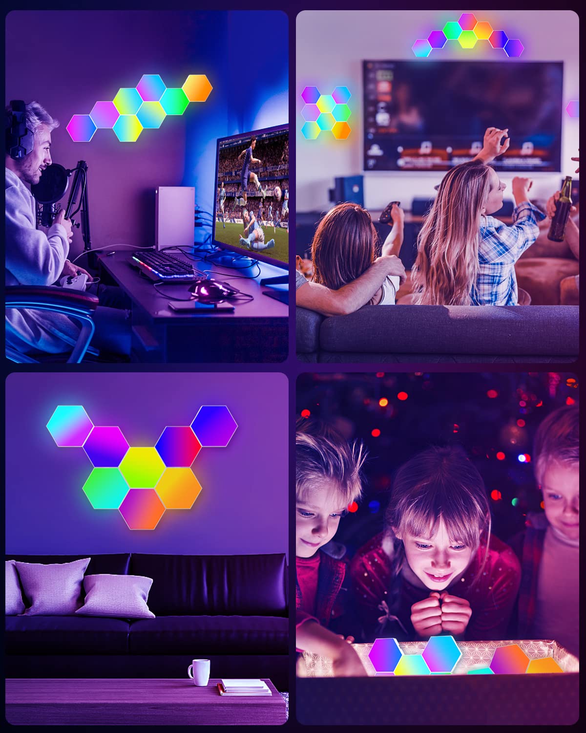DIY RGB LED Quantum Light Mosaic Honeycomb Wall Light