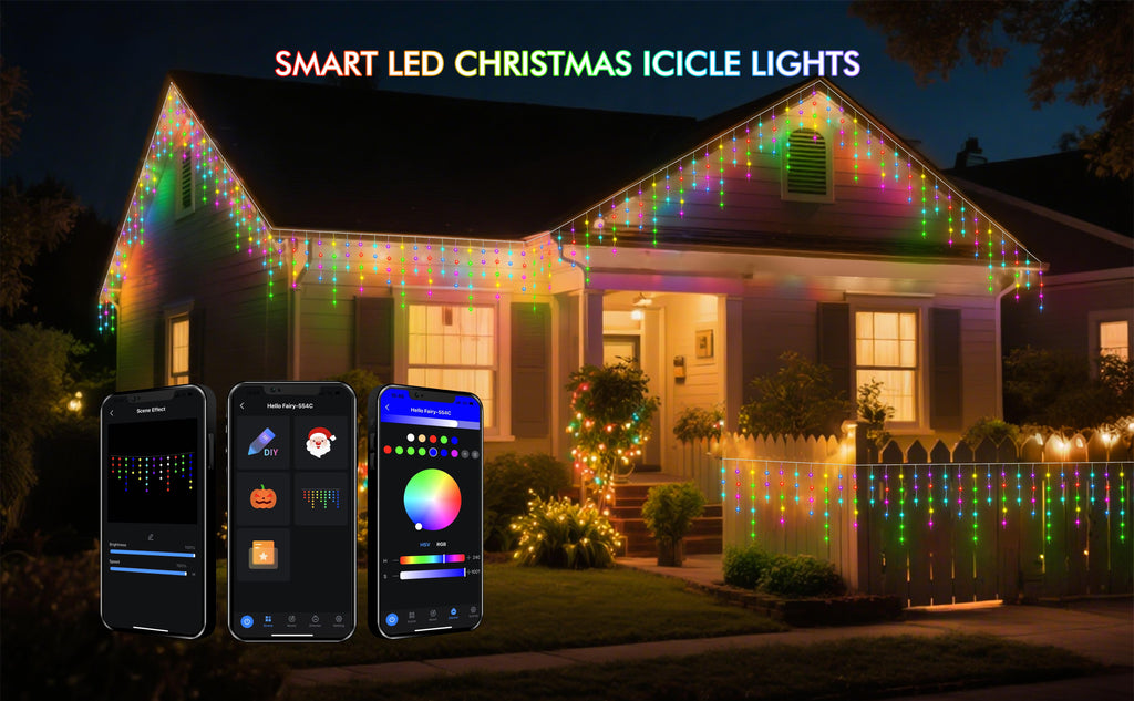 New Iridescent Icicle Lights, APP-controlled Waterfall Eaves Lights