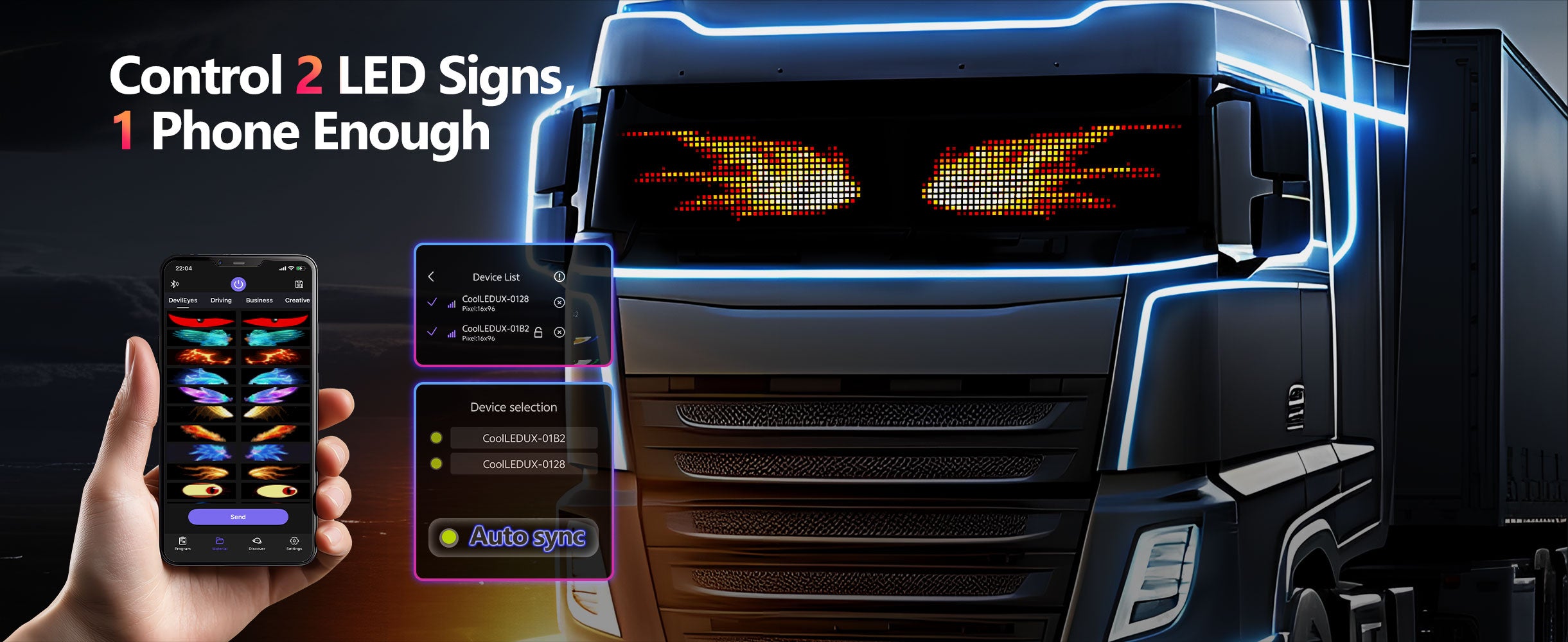 LED Evil Eye Car Soft Screen Bluetooth DIY In-Vehicle Display