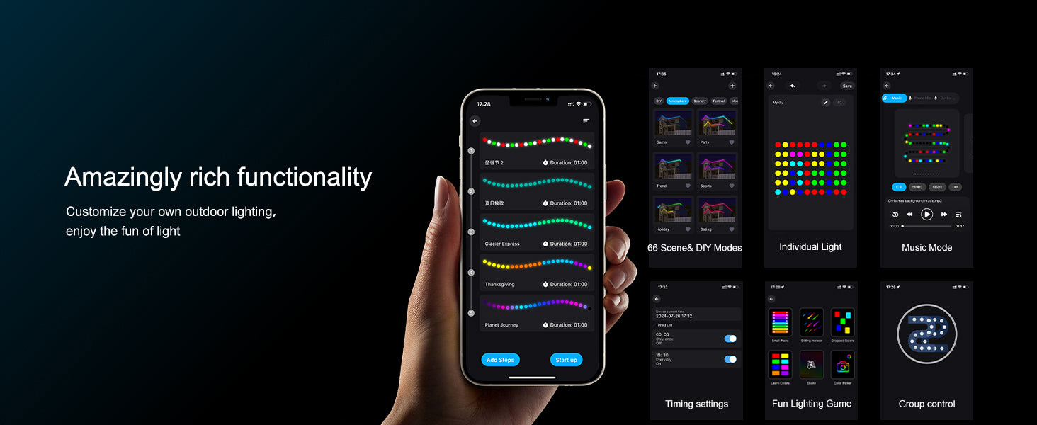 Outdoor Colored LED Smart Control Eaves Light.