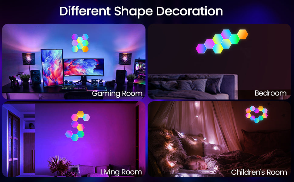 DIY RGB LED Quantum Light Mosaic Honeycomb Wall Light