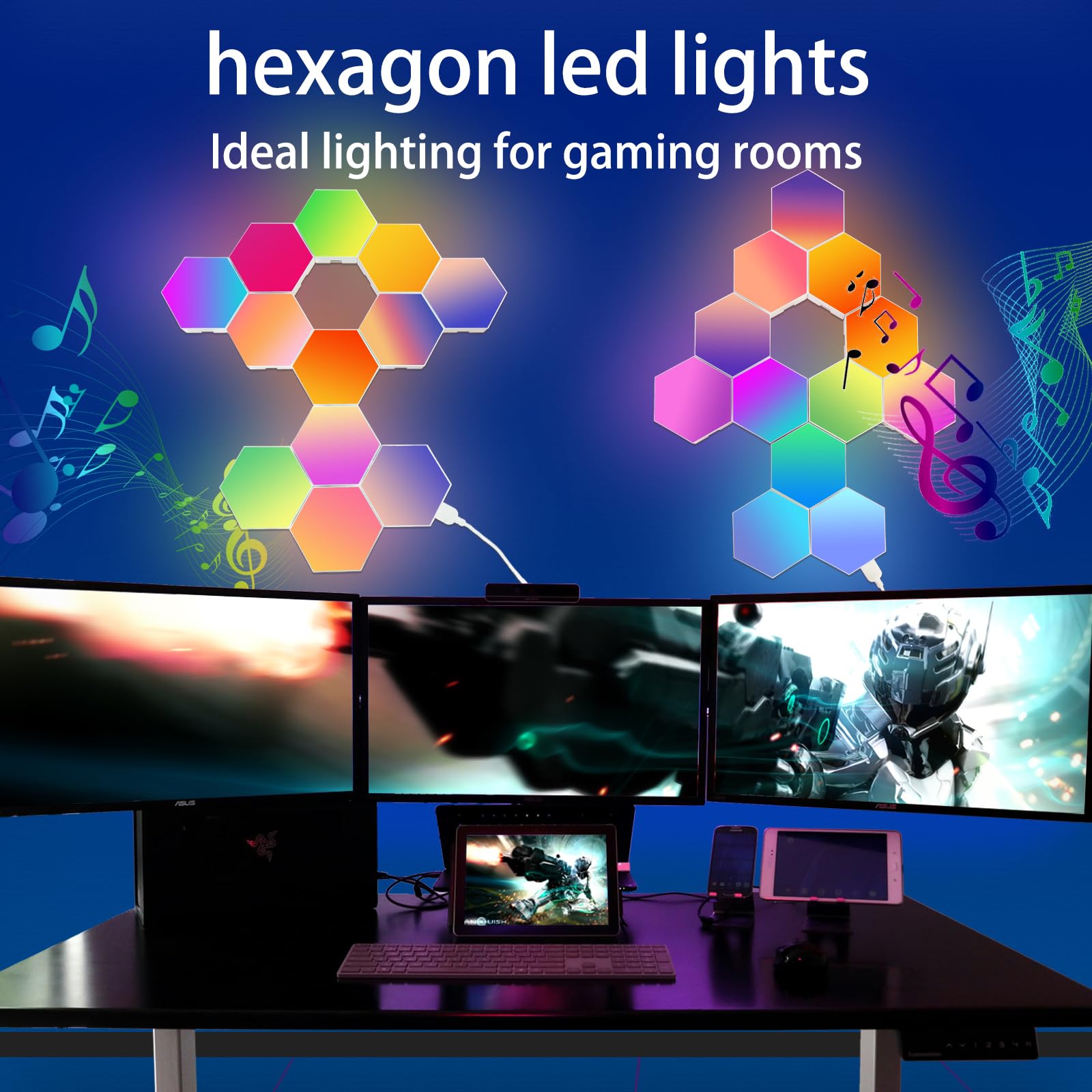 Hexagonal Quantum Lamp Integrated Acoustic Pickup Wall Lamp