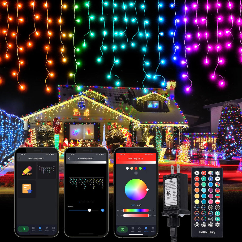 Christmas RGB Smart Point Control Outdoor Icicle Light