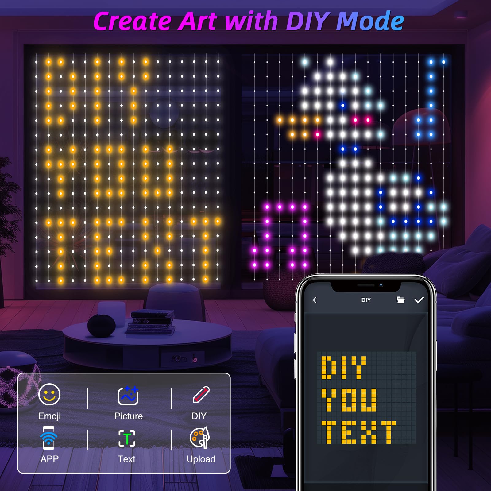 New Color Point-Controlled Linear Light DIY Smart Curtain Light