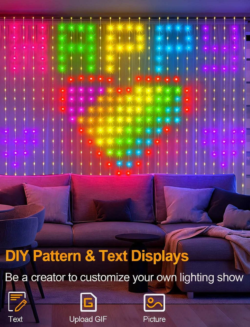 Hot-selling App-Programmable DIY Pattern Smart Curtain Light